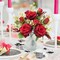 Valentine Centerpieces for Tables Valentines Day Flowers in Vase Red Artificial Roses with Light Valentine's Day Decorations for Wedding Party Kitchen Dining Room Home Decor